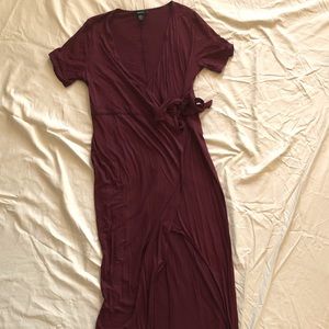 Wine Colored Maxi Wrap Dress